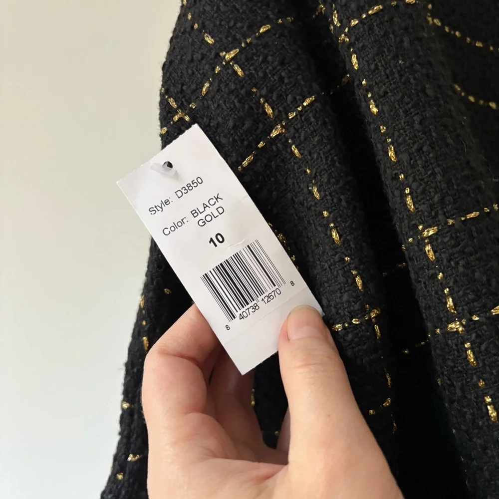 NWT Alexia Admor Windowpane 3/4 Sleeve Tweed Shift Dress - 10 - Picture 7 of 11
